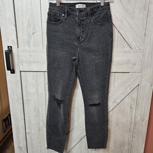 Madewell Curvy High-Rise Skinny Distressed Black Jeans, Size 26P